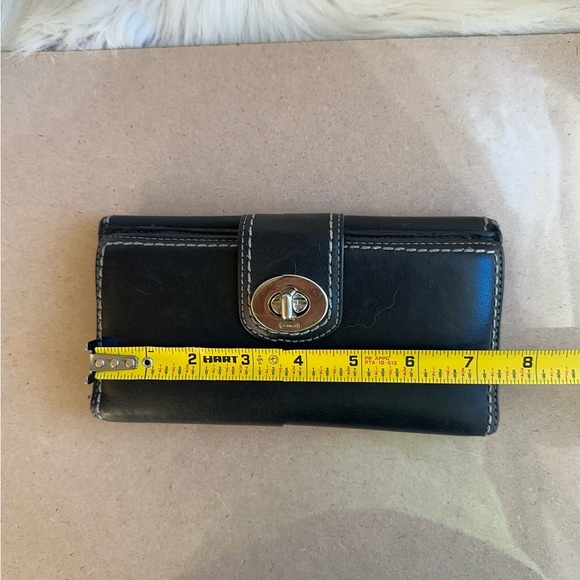 COACH Black Leather Wallet with Silver Turnlock - Picture 5 of 16